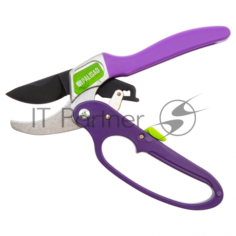 Секатор прямого реза, 200 мм, храповой механизм, металлические обрезиненные рукоятки// Palisad