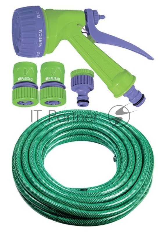 Набор поливочный, шланг 1/2 25м, 7-реж пистолет, соед., адаптер// Palisad