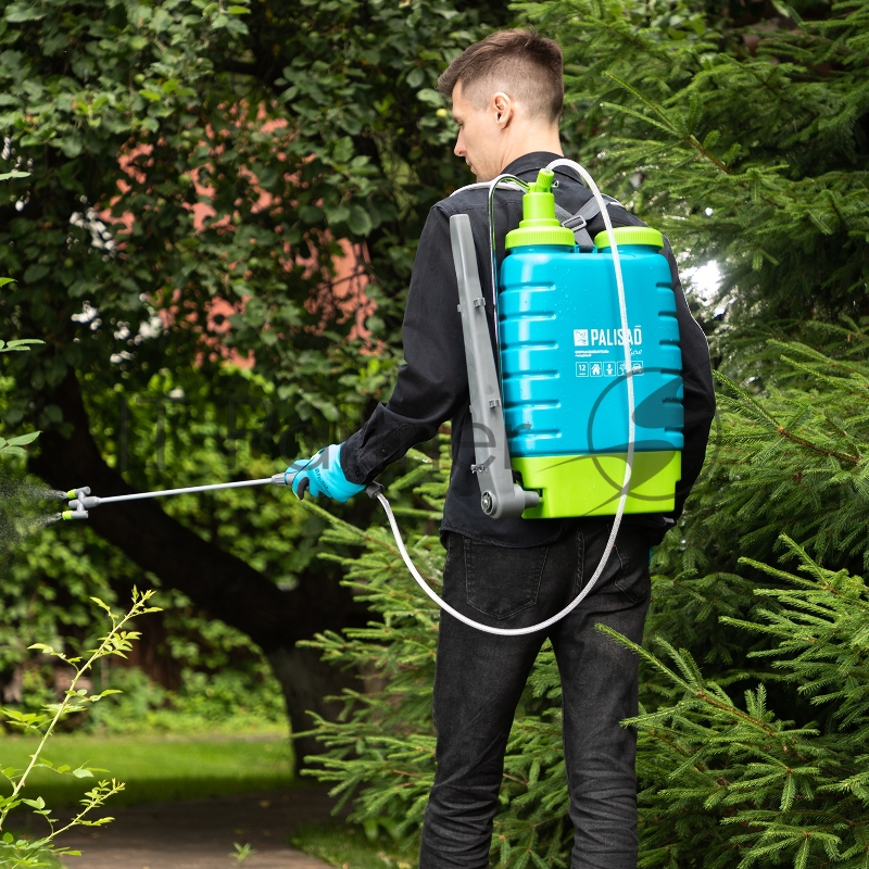 Опрыскиватель ранцевый, 12л., с насосом, шлангом, разбрызгивателем, LUXE// Palisad