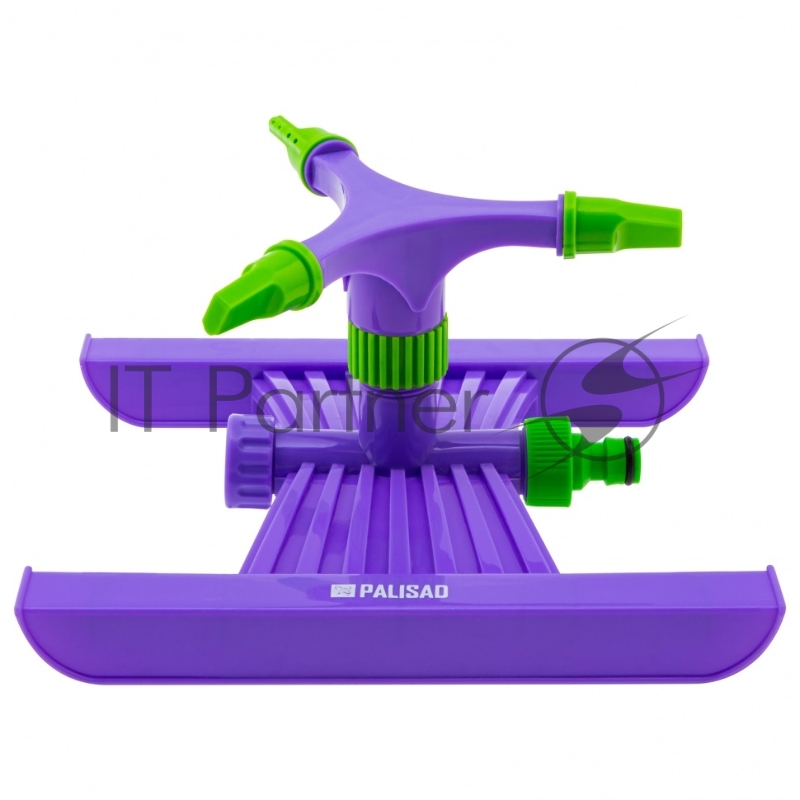 Разбрызгиватель пласт., вращ. с 3 лоп., штуц D 3/4, с подст., S поля. 180 кв. м, D 15 м// Palisad