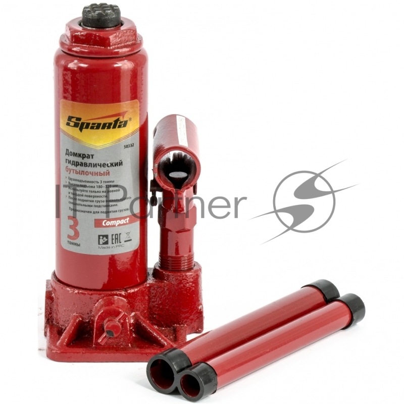 Домкрат SPARTA 50332 гидравлический бутылочный 3т h подъема 180-320мм compact