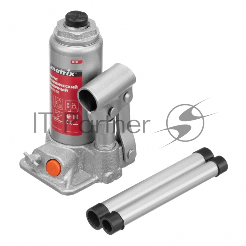 Домкрат гидравлический бутылочный, 2 т, h подъема 158–308 мм// Matrix