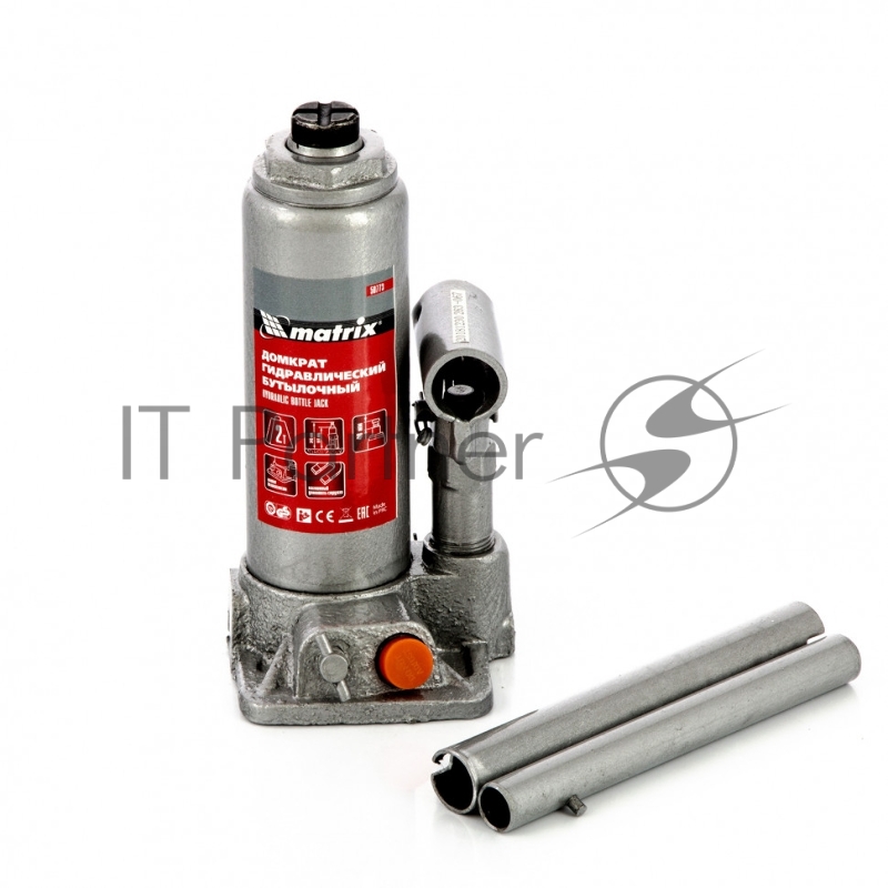 Домкрат гидравлический бутылочный, 2 т, h подъема 181–345 мм, в пласт. кейсе// Matrix