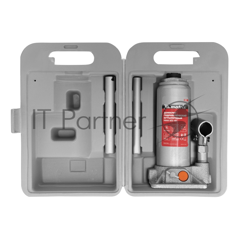 Домкрат гидравлический бутылочный, 4 т, h подъема 194–372 мм, в пласт. кейсе// Matrix