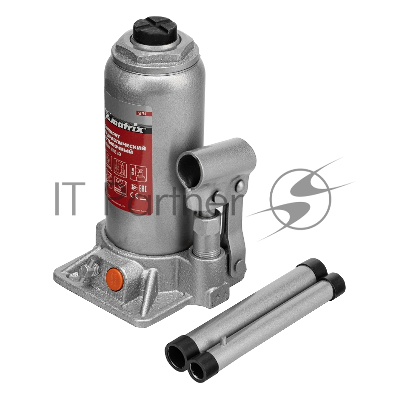 Домкрат гидравлический бутылочный, 5 т, h подъема 197–382 мм// Matrix