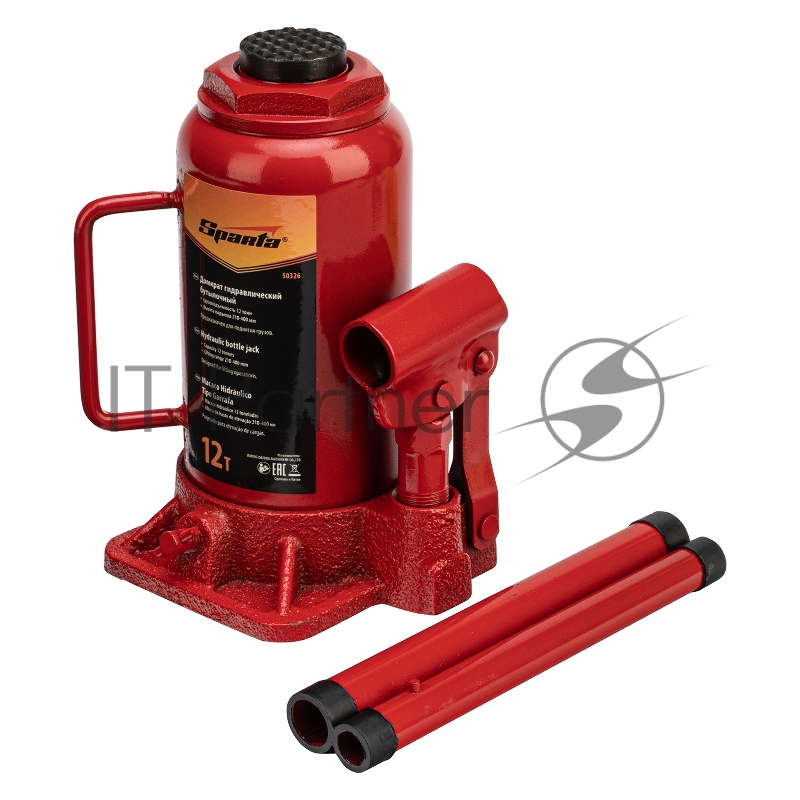 Домкрат гидравлический бутылочный, 12 т, h подъема 210-400 мм// Sparta
