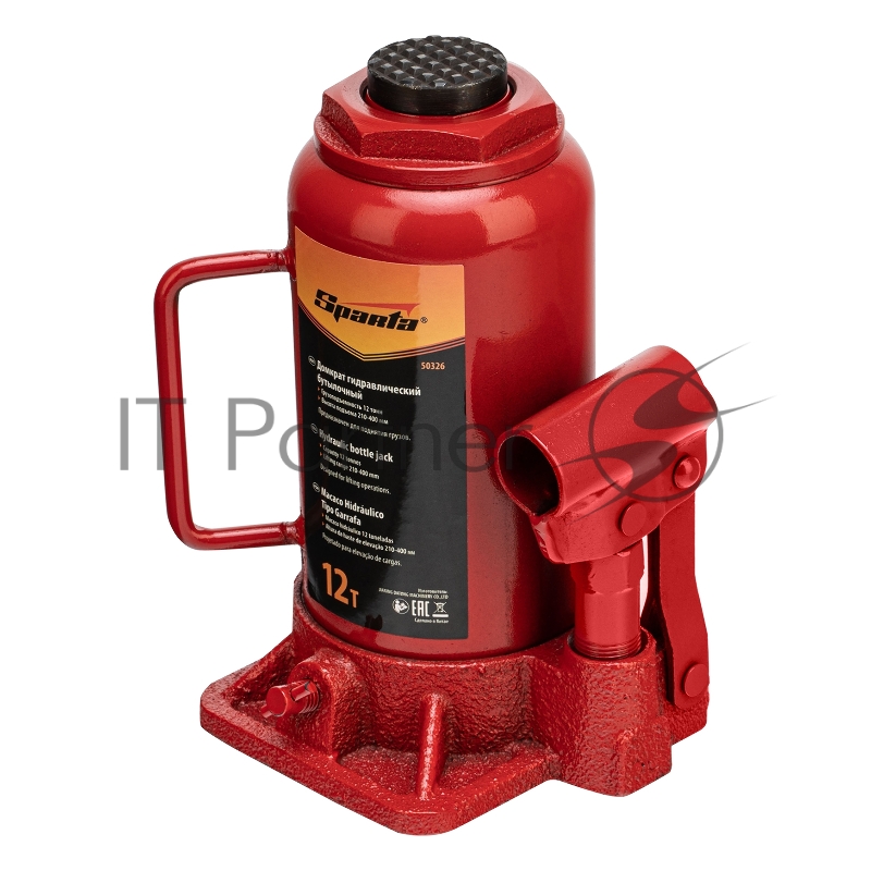 Домкрат гидравлический бутылочный, 12 т, h подъема 210-400 мм// Sparta