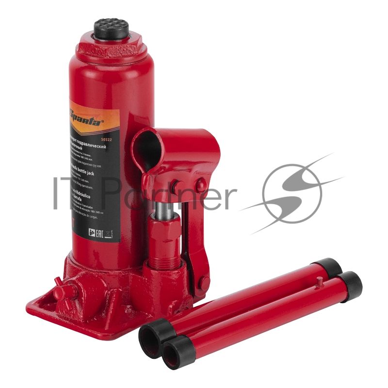 Домкрат гидравлический бутылочный, 3т, h подъема 180-340 мм// Sparta