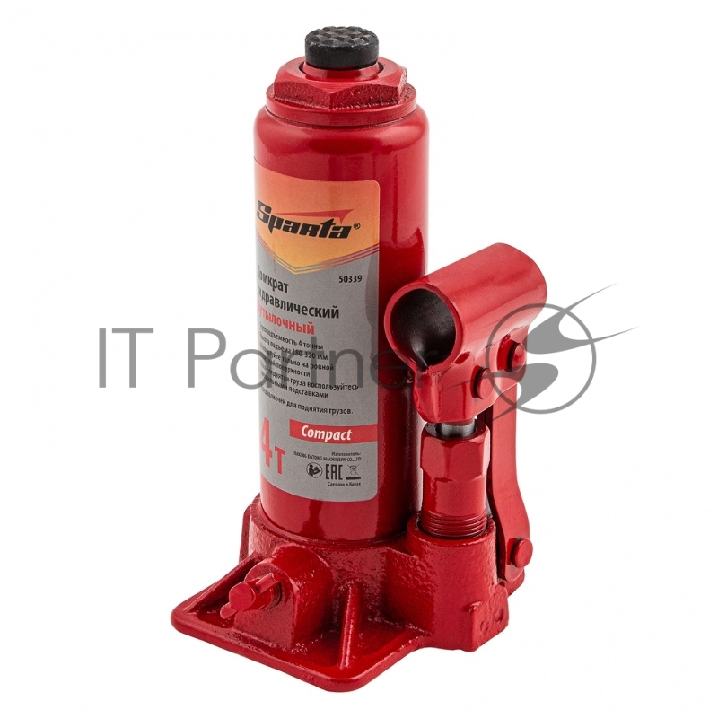 Домкрат гидравлический бутылочный, 4 т, h подъема 180–320 мм, Compact// Sparta