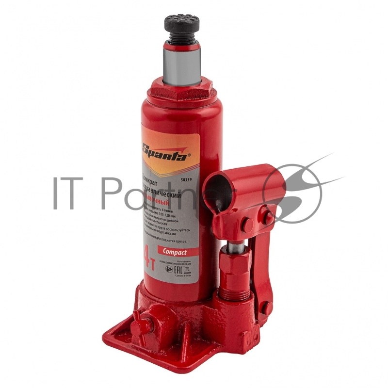 Домкрат гидравлический бутылочный, 4 т, h подъема 180–320 мм, Compact// Sparta