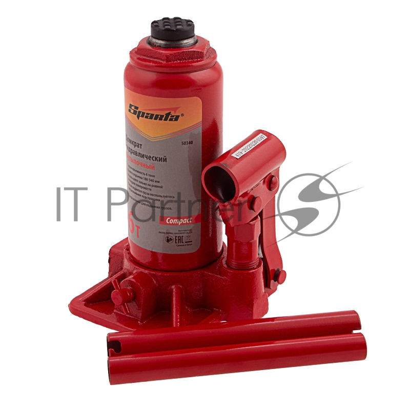 Домкрат гидравлический бутылочный, 6 т, h подъема 180–340 мм, Compact// Sparta