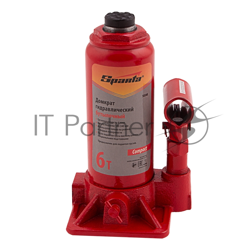 Домкрат гидравлический бутылочный, 6 т, h подъема 180–340 мм, Compact// Sparta