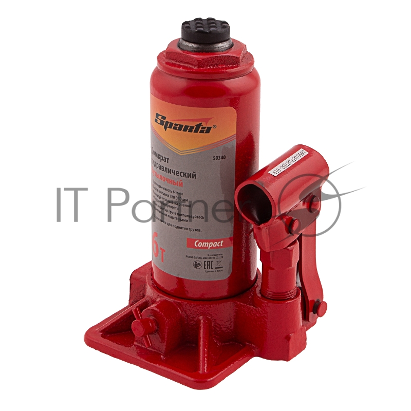 Домкрат гидравлический бутылочный, 6 т, h подъема 180–340 мм, Compact// Sparta