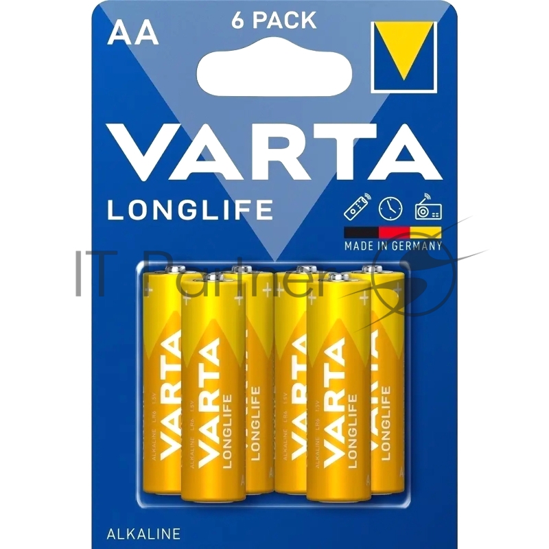 Батарейка Varta LONGLIFE LR6 AA BL6 Alkaline 1.5V (4106) (6/60/300)