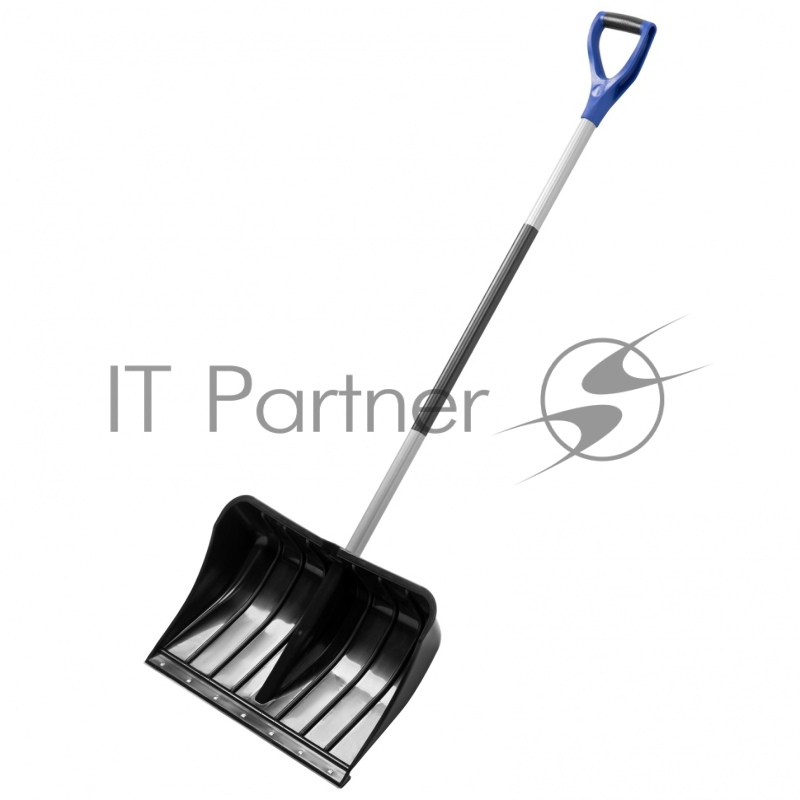 Лопата для уборки снега пластиковая, 540х375х1520 мм, стальной черенок,стальная планка// Palisad