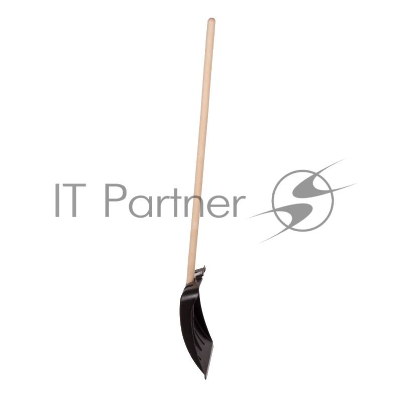 Лопата для уборки снега пластиковая, 380х385х1420 мм, оцинк. планка, деревянный черенок// Россия