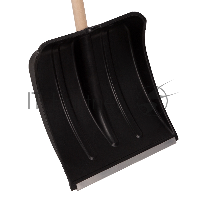 Лопата для уборки снега пластиковая, 380х385х1420 мм, оцинк. планка, деревянный черенок// Россия