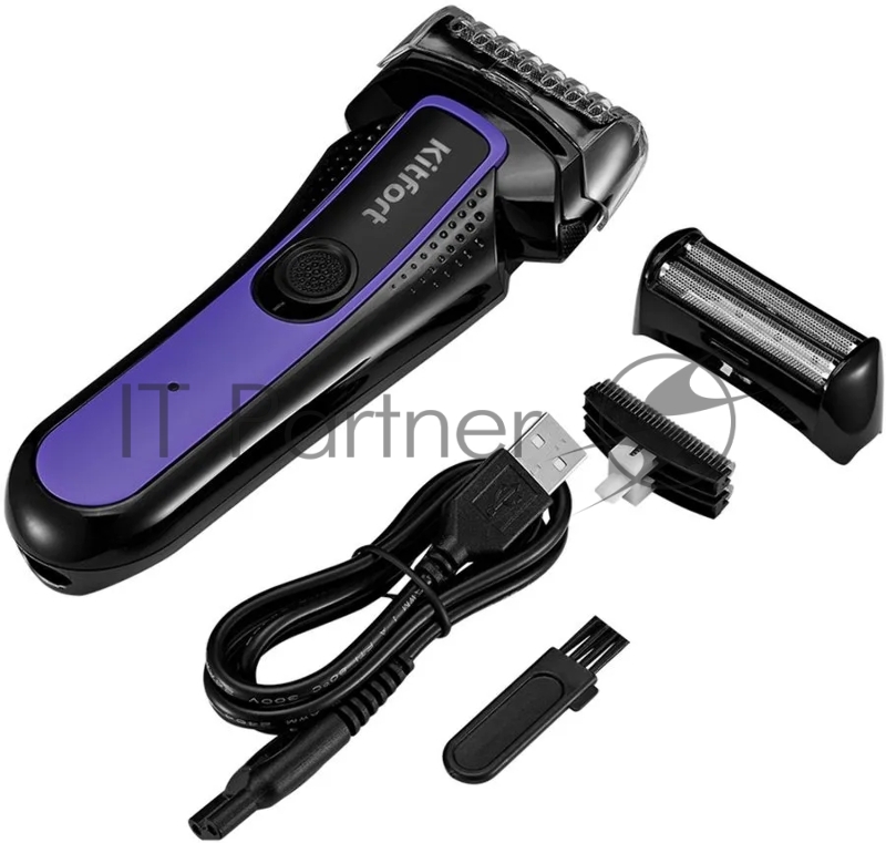 Бритва сетчатая Kitfort КТ-3111 реж.эл.:2 питан.:аккум. черный/фиолетовый