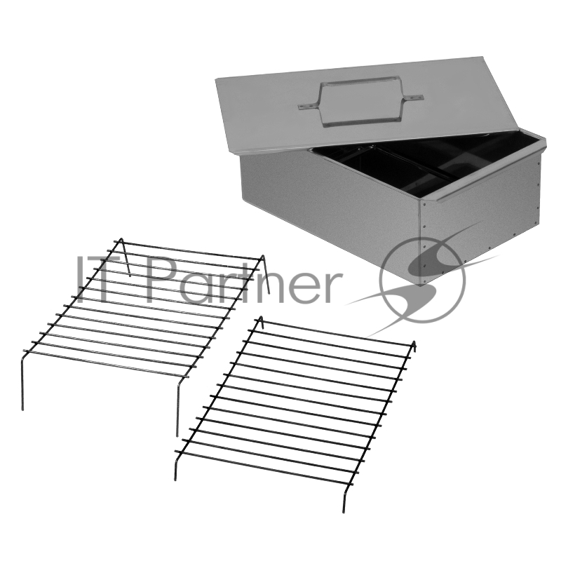 Коптильня двухъярусная 420x270x175 мм, нерж. сталь, 0,8 мм, с поддоном, Россия Camping// Palisad