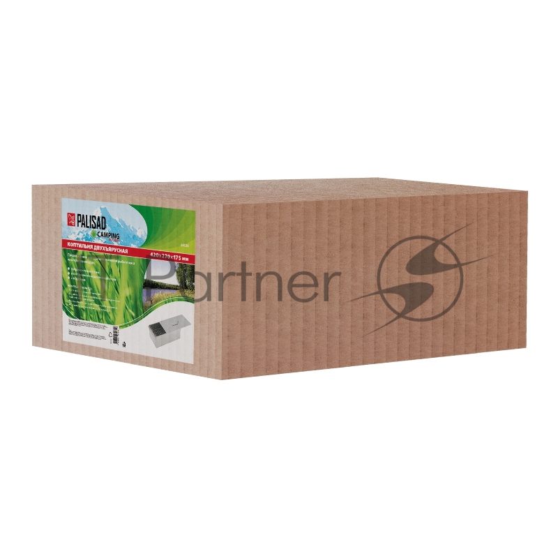 Коптильня двухъярусная 420x270x175 мм, нерж. сталь, 0,8 мм, с поддоном, Россия Camping// Palisad