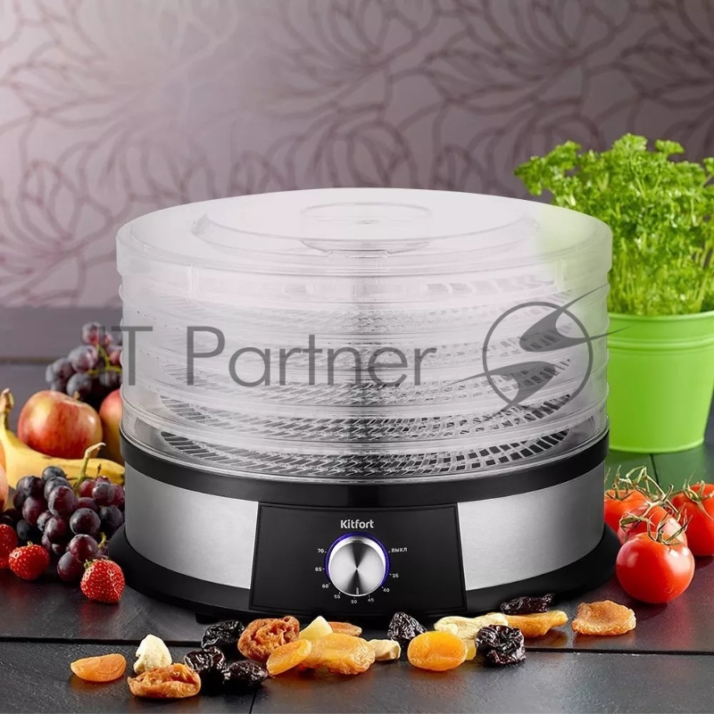Сушка для фруктов и овощей Kitfort КТ-1930 5под. 250Вт нержавеющая сталь