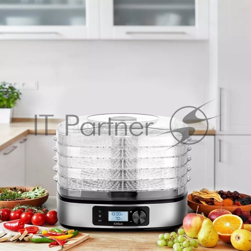 Сушка для фруктов и овощей Kitfort КТ-1943 5под. 380Вт серебристый