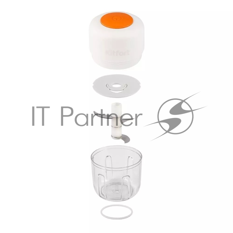 Измельчитель электрический Kitfort КТ-3089 0.17л. 22Вт белый/оранжевый