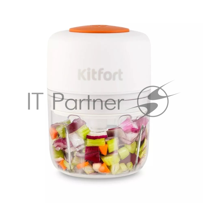 Измельчитель электрический Kitfort КТ-3089 0.17л. 22Вт белый/оранжевый