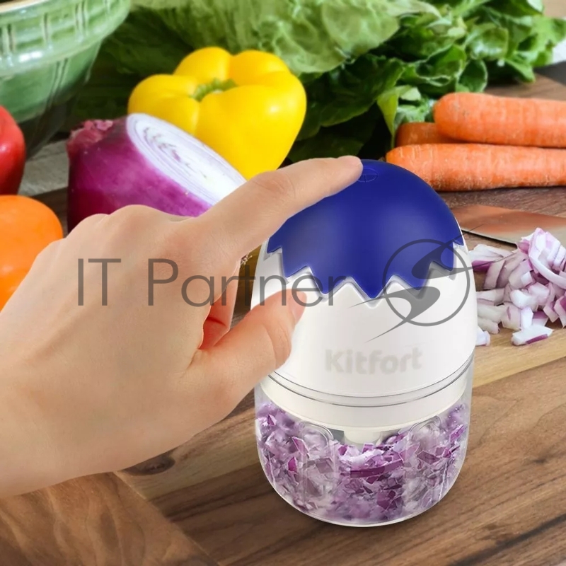 Измельчитель электрический Kitfort КТ-3091 0.17л. 22Вт белый/фиолетовый