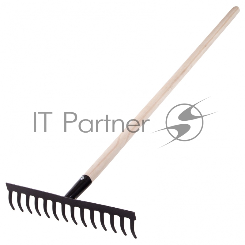 Грабли стальные, 360х1300 мм, 14 прямых зубьев, деревянный черенок, Россия// Сибртех