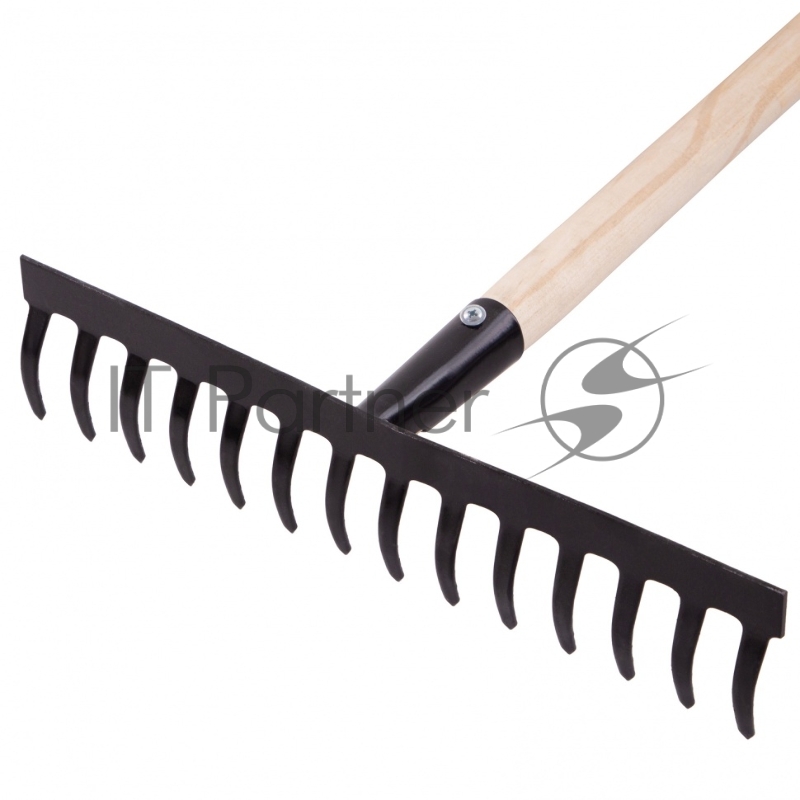 Грабли стальные, 360х1300 мм, 14 прямых зубьев, деревянный черенок, Россия// Сибртех