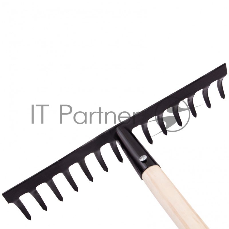 Грабли стальные, 360х1300 мм, 14 прямых зубьев, деревянный черенок, Россия// Сибртех
