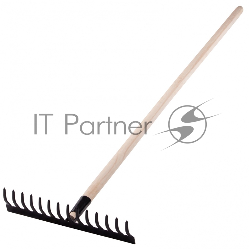 Грабли стальные, 360х1300 мм, 14 прямых зубьев, деревянный черенок, Россия// Сибртех