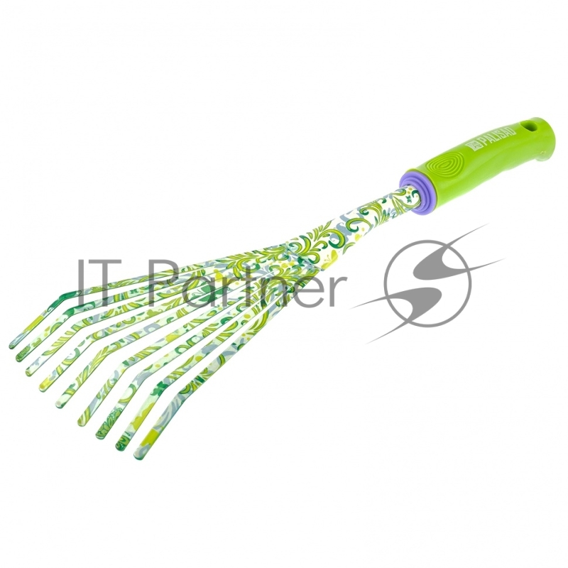 Грабли веерные 9-зубые, 130х415 мм, стальные, пластиковая рукоятка// Palisad