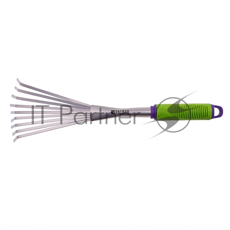 Грабли веерные 9-зубые, 130х420 мм, стальные, пластиковая рукоятка// Palisad