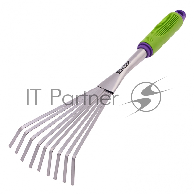 Грабли веерные 9-зубые, 130х420 мм, стальные, пластиковая рукоятка// Palisad