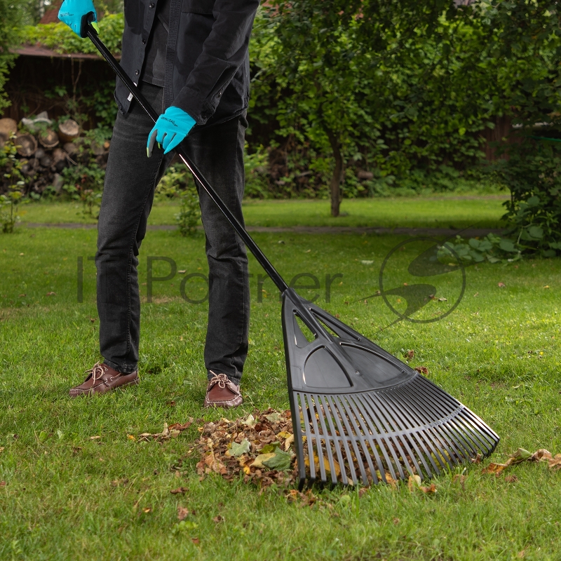 Грабли веерные пластиковые, 620х1750 мм, 27 плоских зубьев, алюминиевый черенок, Россия// Palisad
