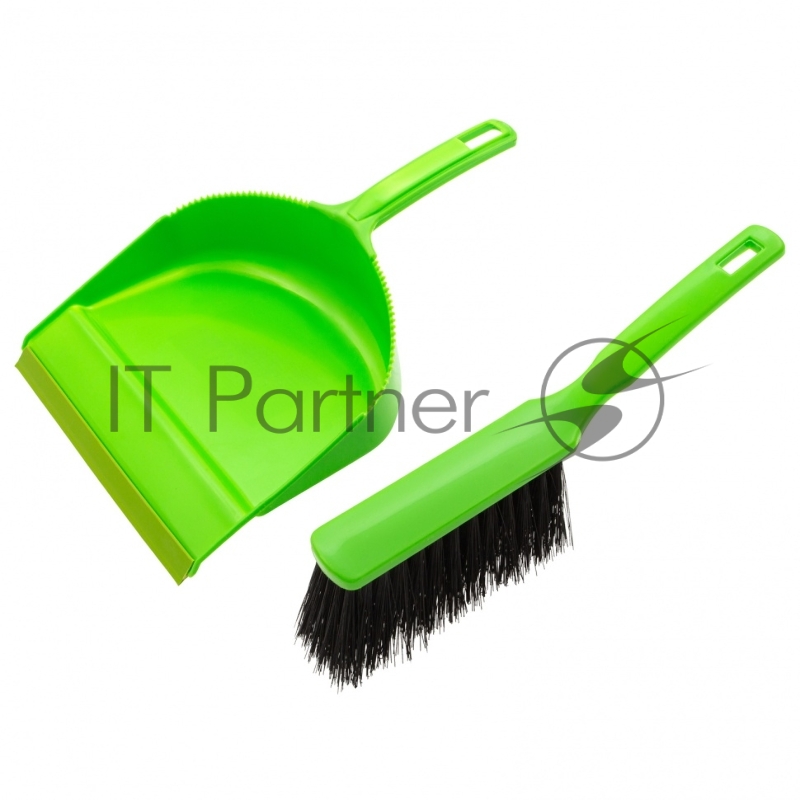Набор: совок с кромкой 330x225 мм и щетка-сметка 285 мм, зеленый, Home// Palisad