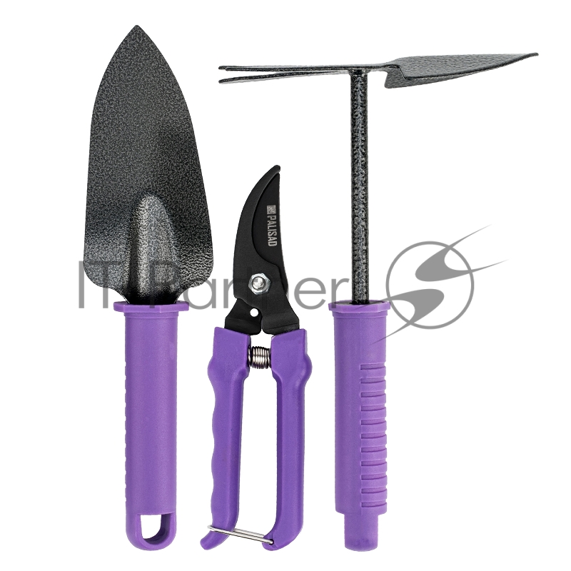 Набор садового инструмента с секатором, пластиковые рукоятки, 3 предмета, STANDARD// Palisad