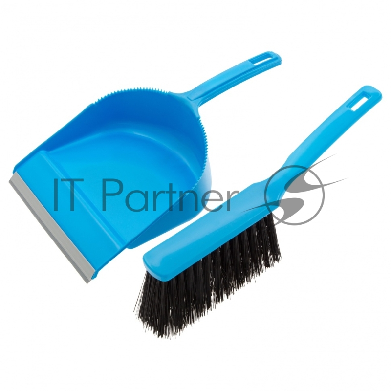 Набор: совок с кромкой 330x225 мм и щетка-сметка 285 мм, голубой, Home// Palisad