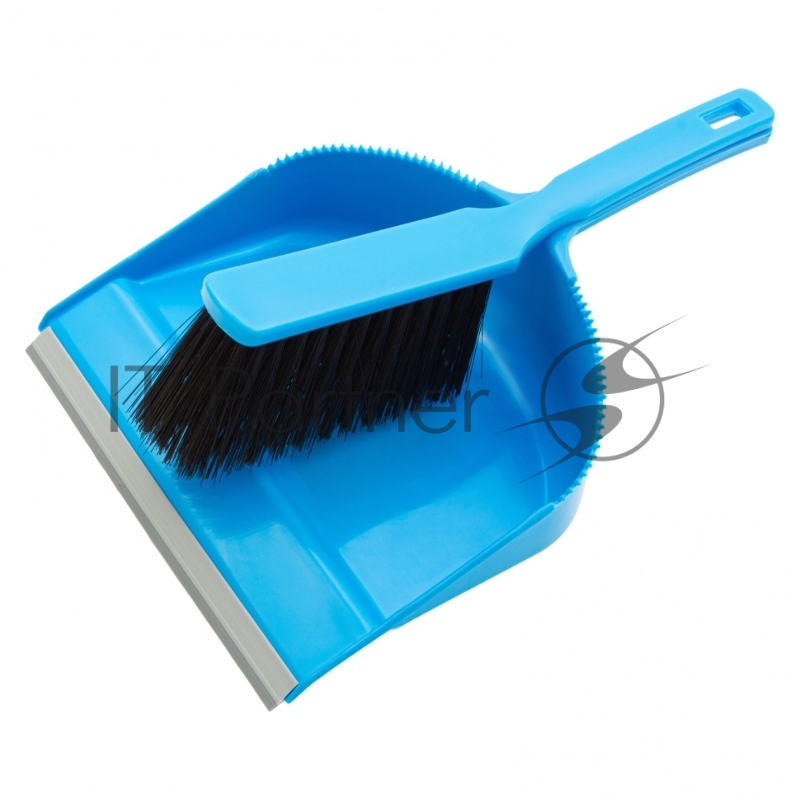 Набор: совок с кромкой 330x225 мм и щетка-сметка 285 мм, голубой, Home// Palisad