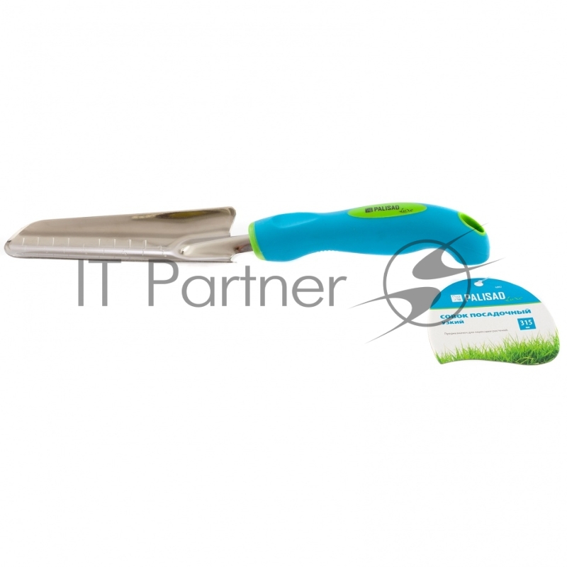 Совок посадочный узкий, 60х315 мм, нерж. сталь, двухкомпонентная рукоятка, PREMIUM PLUS// Palisad