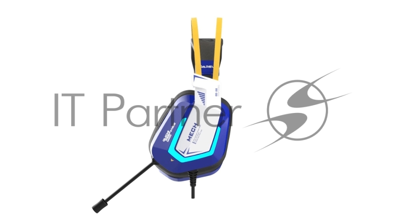 Гарнитура игровая проводная Dareu EH732 Mecha Blue (синий), подключение USB, подсветка RGB