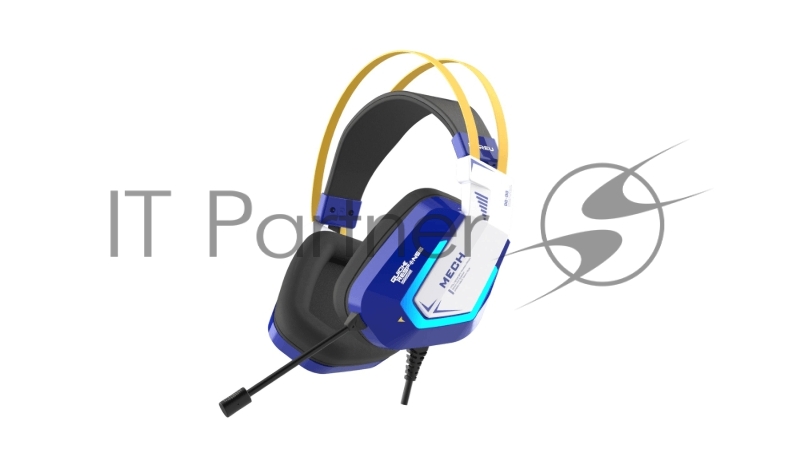 Гарнитура игровая проводная Dareu EH732 Mecha Blue (синий), подключение USB, подсветка RGB