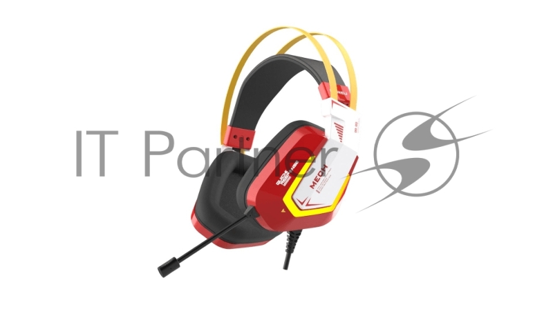 Гарнитура игровая проводная Dareu EH732 Red (красный), подключение USB, подсветка RGB