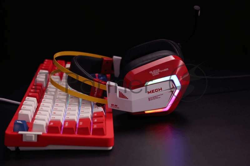Гарнитура игровая проводная Dareu EH732 Red (красный), подключение USB, подсветка RGB
