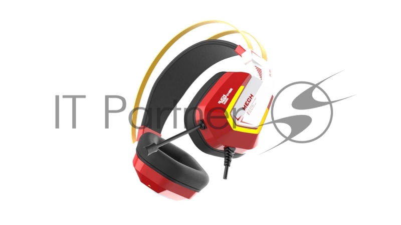 Гарнитура игровая проводная Dareu EH732 Red (красный), подключение USB, подсветка RGB