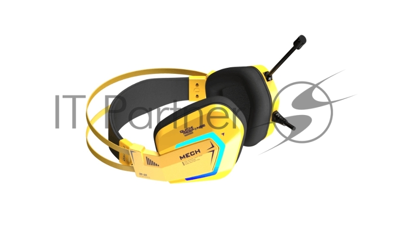 Гарнитура игровая проводная Dareu EH732 Yellow (желтый), подключение USB, подсветка RGB