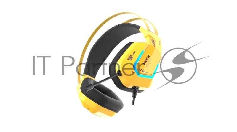 Гарнитура игровая проводная Dareu EH732 Yellow (желтый), подключение USB, подсветка RGB