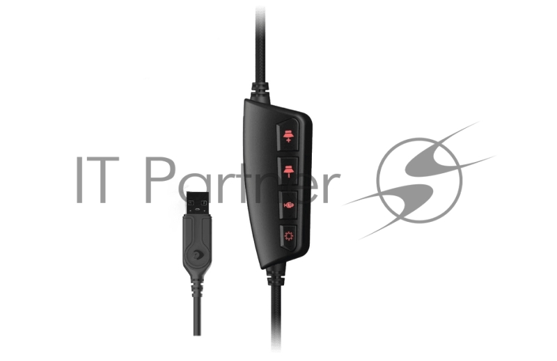 Гарнитура игровая проводная Dareu EH925 Black (черный), подсветка RGB, фиксированный микрофон с шумоподавлением, подключение USB, длина кабеля 2,2м